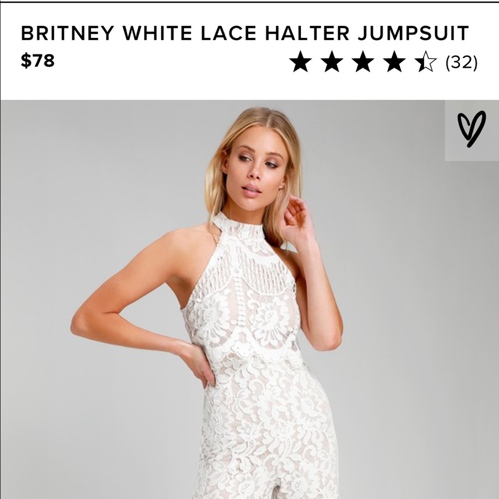Lulus Britney White Lace Halter Jumpsuit